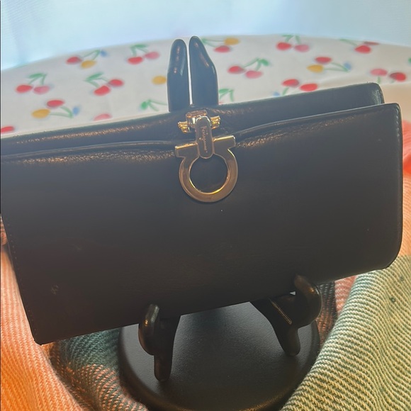 Salvatore Ferragamo Handbags - Salvatore Ferragamo Black Leather Wallet with Gold Hardware EUC!!!!